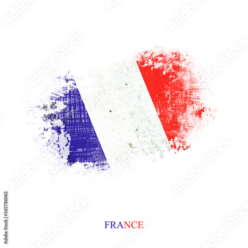 Grunge flag of France. Isolated on White Background