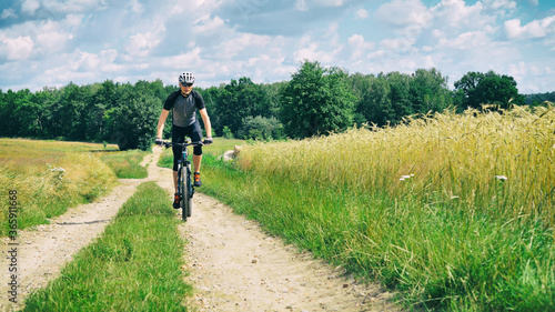 Man on a mountain bike. 