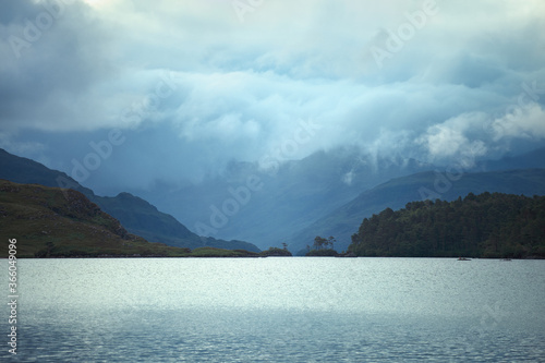 A view of Scotland's Loch Morar. Taken low on the shoreline to capture foggy clouds in the distance..