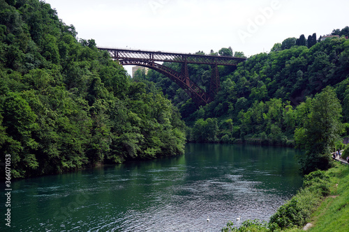 Italy, Lombardy, along the Adda river, the Bridge of Paderno d'Adda