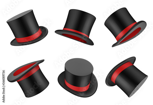 Magic hat. Clothes for magician or gentleman vector realistic top hat. Magic hat, clothing object top, magical classic illustration