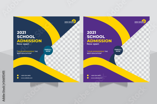 Admission social media post, education ,advertisement Back to school admission promotion social media post template design