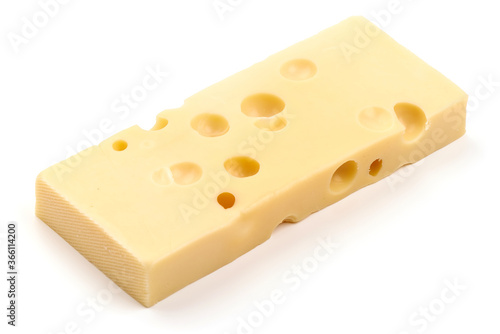 Swiss Cheese, close-up, isolated on white background