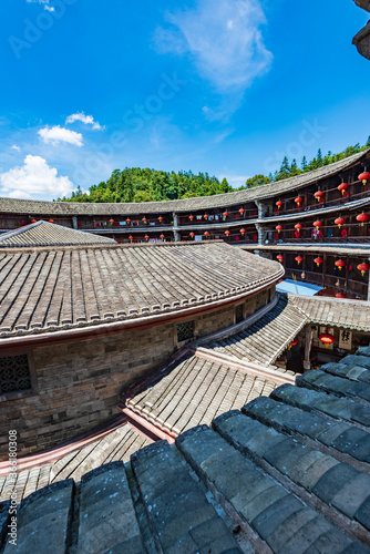 The Hakka Tulou Prince Zhencheng Building in Yongding, Fujian in summer