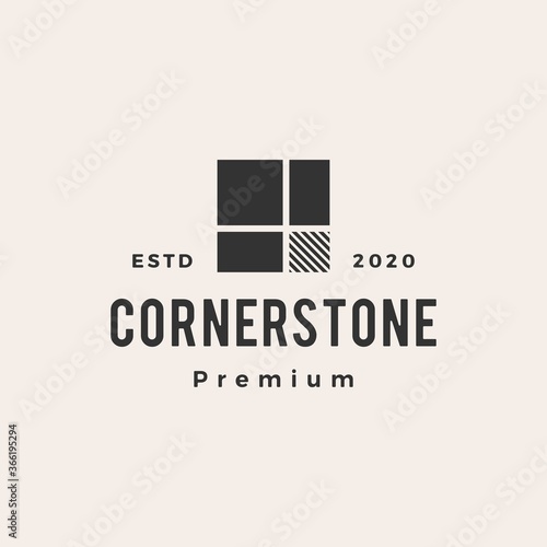 cornerstone hipster vintage logo vector icon illustration