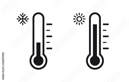 Temperature Symbol Set .Three vector thermometer showing the temperature . Thermometer icon