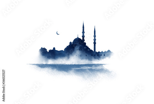 Hagia Sophia, Istanbul, Turkey. Watercolor sketch. 