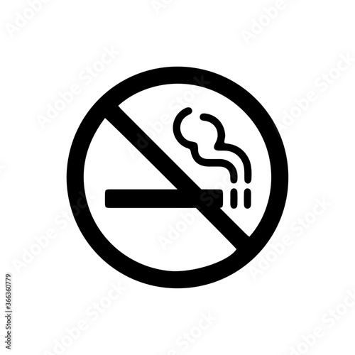 vector illusion icon of prohibited Cigarette with black circle on glyph icon