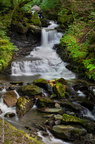 The main waterfall on the river at Melincourt Brook in Resolven, South Wales, UK