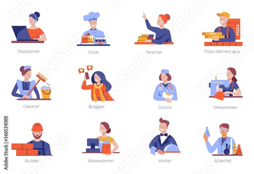 People of different professions. A set of vector illustrations.