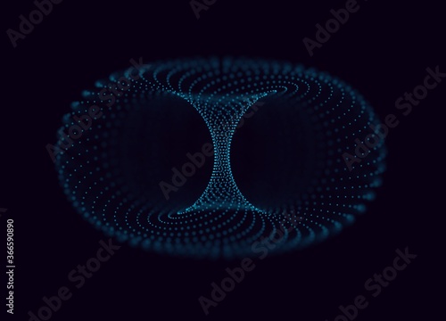 3 D vector torus. Abstract vector element with depth of field. Illustration for your science, digital, biological design.