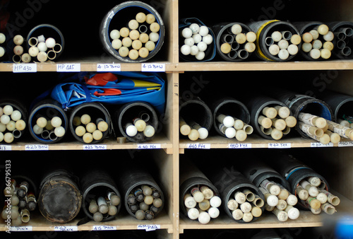 Poles awaiting use by Olympic pole vaulter Nick Cruchley in a training session