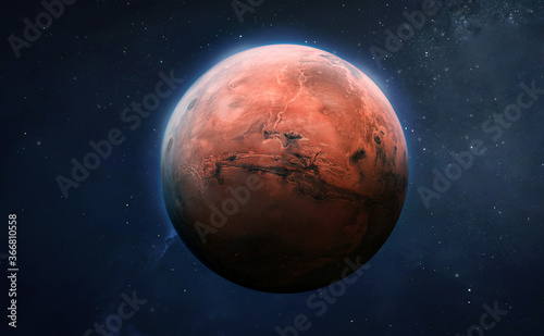Red planet Mars surface. Exploration and expedition on red planet. Elements of this image furnished by NASA