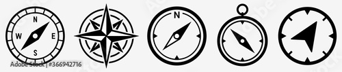 Compass icon set. Compass symbol. Vector