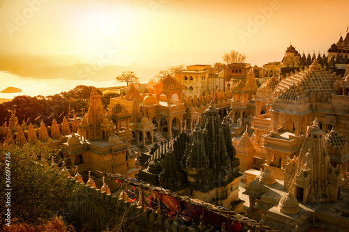 Jain temples on top of Shatrunjaya hill. Palitana (Bhavnagar district), Gujarat, India