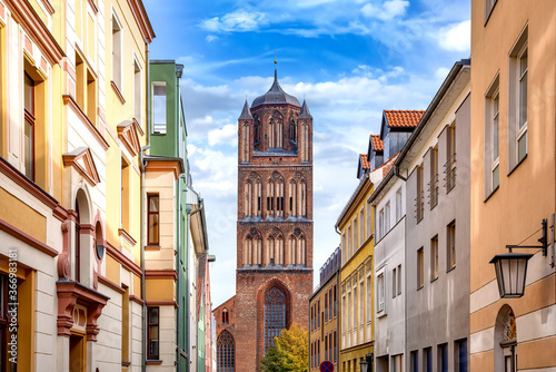 View to the St. Nicholas Church in the old town of Stralsund, Germany