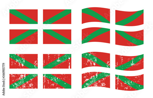 Spanish province basque flag set, vector illustration 