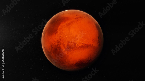 Front View of Planet Mars is the fourth planet from the Sun and the second-smallest planet in the Solar System.