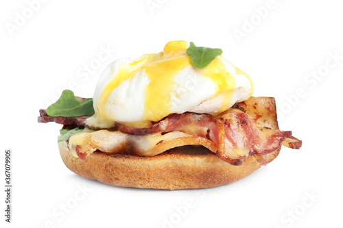 Fresh delicious egg Benedict isolated on white