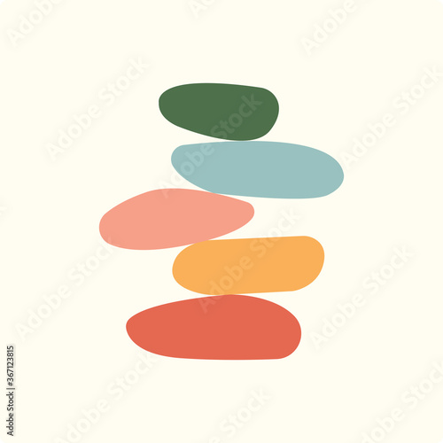 Vector Illustration of balance made of colored stones. Balance concept. Zen stones flat design style.