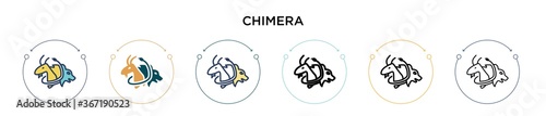Chimera icon in filled, thin line, outline and stroke style. Vector illustration of two colored and black chimera vector icons designs can be used for mobile, ui, web