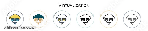 Virtualization icon in filled, thin line, outline and stroke style. Vector illustration of two colored and black virtualization vector icons designs can be used for mobile, ui, web