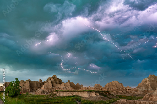 Lightning Storm at Badlands National Park