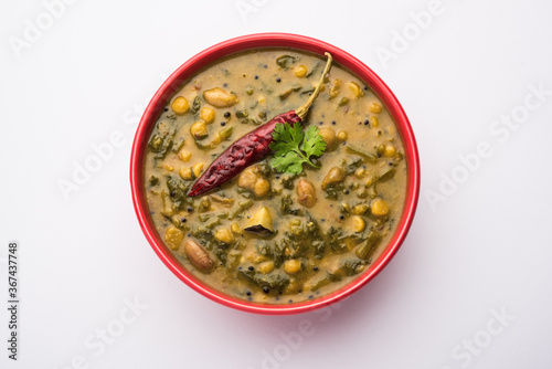 Dal Palak or Lentil spinach curry - popular Indian main course healthy recipe