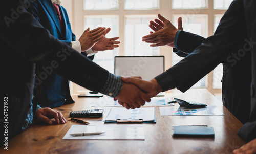 Handshake. Meeting of business people and working cooperation in the organization.