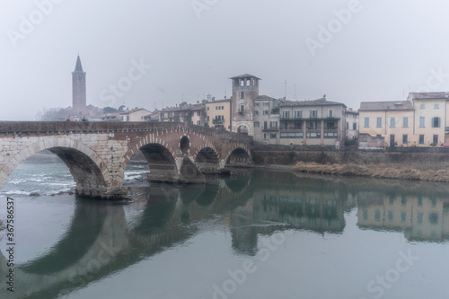 Ponte della Pietra Bridge in Verona, Italy