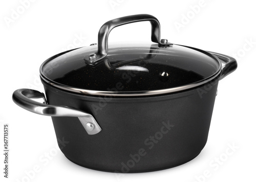 New black saucepan isolated on white background