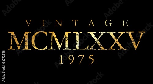 Vintage MCMLXXV 1975 Roman (Distressed Gold)