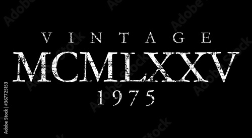 Vintage MCMLXXV 1975 Roman (Distressed White)