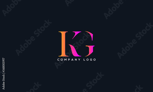 Abstract creative minimal and unique alphabet letter icon logo KG