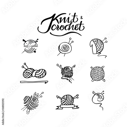 Knit and crochet icon lable set