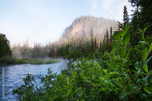 A morning by the Kitka river next to Päähkänäkallio in Oulanka National Park, Northern FInland. 