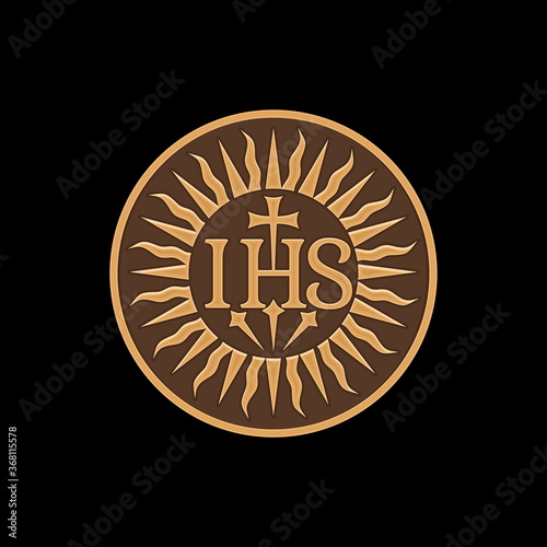 Christian symbols. Illustration of the Jesuit Order. The Society of Jesus is a religious order of the Catholic Church headquartered in Rome.