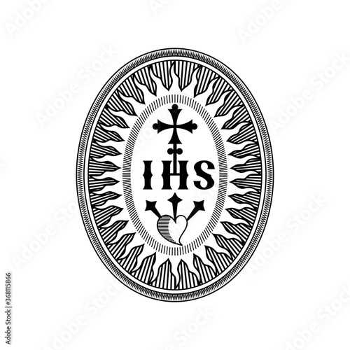 Christian symbols. Illustration of the Jesuit Order. The Society of Jesus is a religious order of the Catholic Church headquartered in Rome.