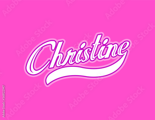 First name Christine designed in athletic script with pink background