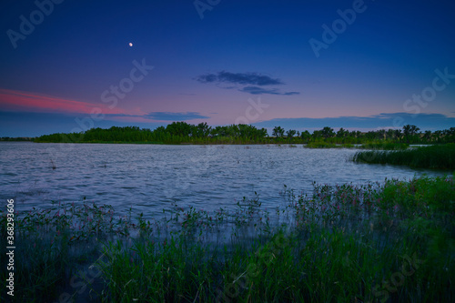 Moonrise over Oliver Reserve in Kimball, Nebraska.