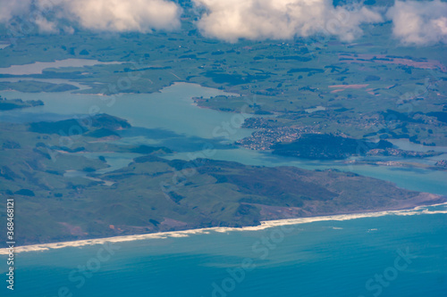 Aerial views of the west coast of the north island of New Zealand