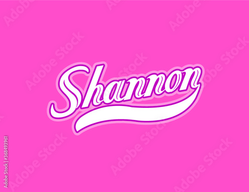 First name Shannon designed in athletic script with pink background