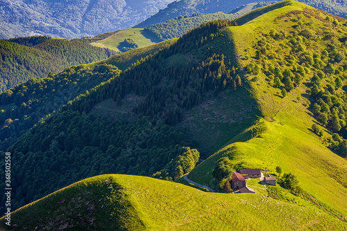 Alpe di Lenno from mount Galbiga. Summer landscape. Intelvi valley. Lake Como. Lombardy. Italy.