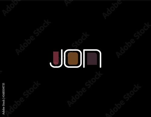 Jon Name Art in a Unique Contemporary Design in Java Brown Colors