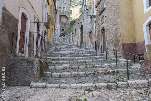 staircase in the medieval town of pacentro in abruzzo italy