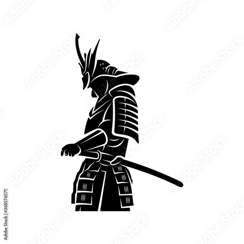 Samurai warrior Logo Design Vector. Silhouette of Samurai. Template illustration