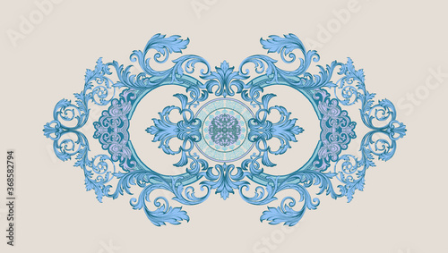 Baroque Rococo style wallpaper design, European background pattern, suitable for textile, clothing and bottom design