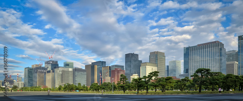 Daytime skyline in Hibiya area. Tokyo, Japan. December 18, 2018.