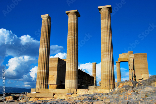 ruins of the ancient greek temple in Lindos, Greece