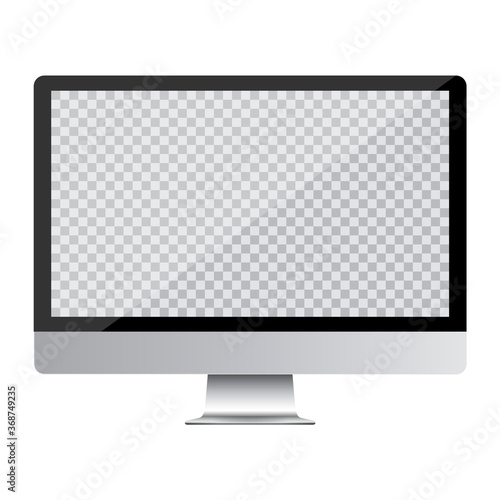 Computer screen transparancy view front isolated white background. Vector illustration